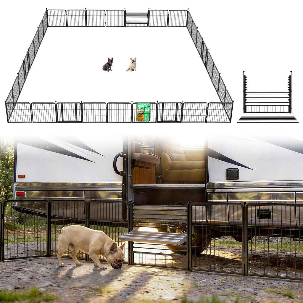 FXW Instant Dog Playpen with RV Step Grid for RV Camping, 40"H, 32 Panels