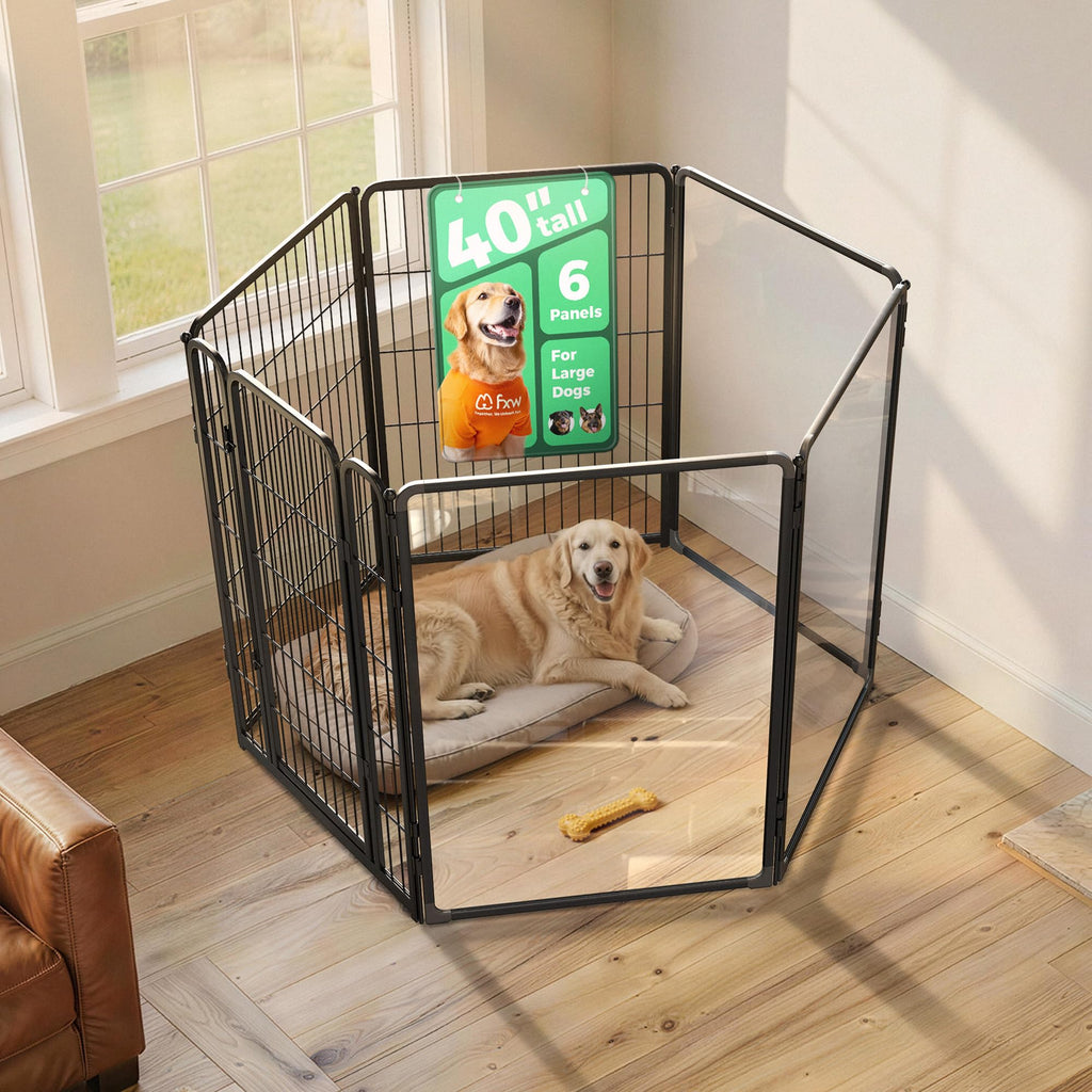 FXW AuraSpace Pro Acrylic & Wire Dog Playpen with Divider, 32"H, 12 Panels