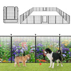Garden Fence with Gate Metal Fencing Outdoor for Yard, 32in x147ft 64 Panels Outdoor Dog Fence Temporary Fence for Dogs Outside, Rustproof Garden Fencing Flower Bed Edging for Patio