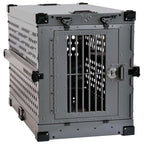 K9 Kennel Boss - Heavy Duty Fully Collapsible Powder-Coated Aluminum Dog Crate - Medium (Gray)