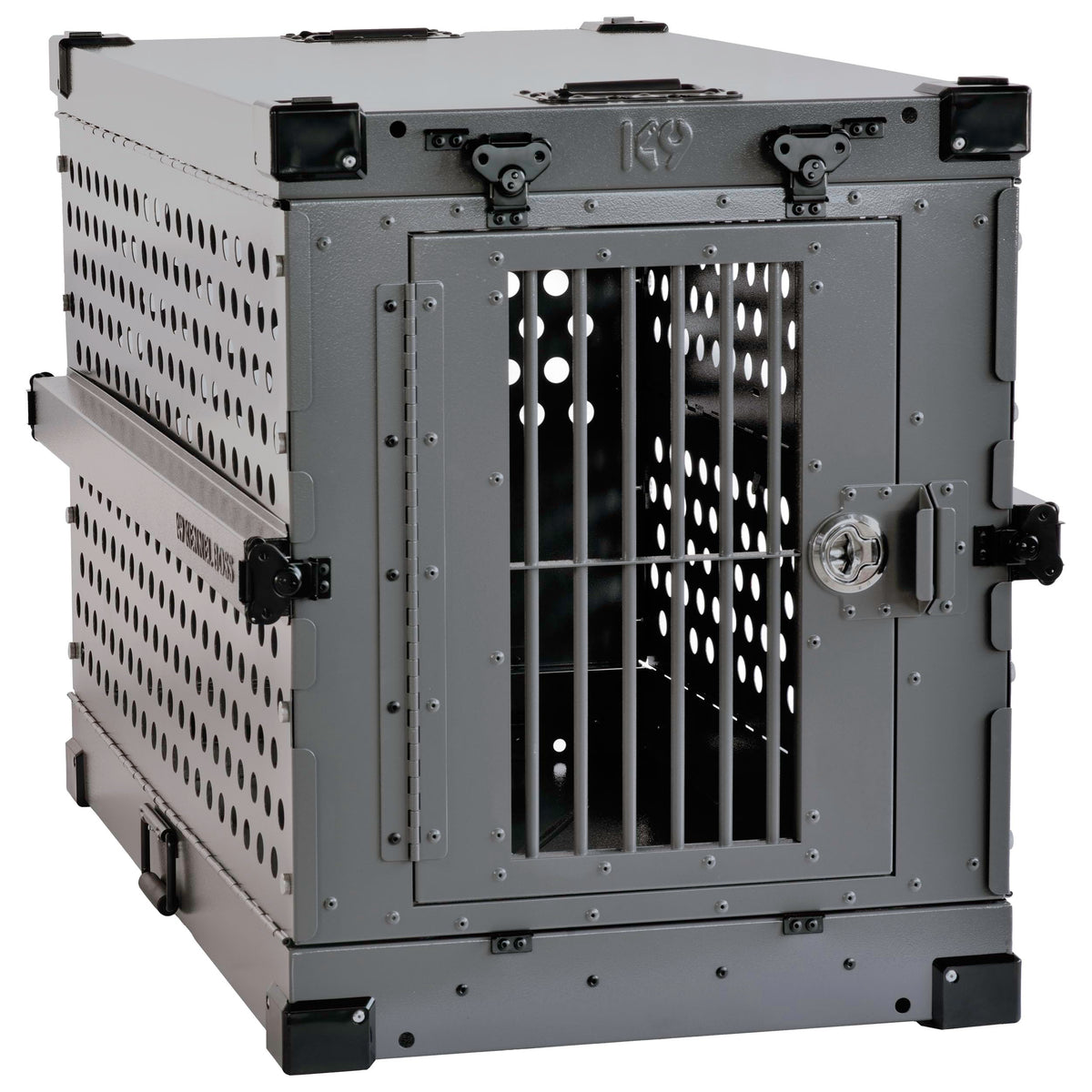 K9 Kennel Boss - Heavy Duty Fully Collapsible Powder-Coated Aluminum Dog Crate - Medium (Gray)