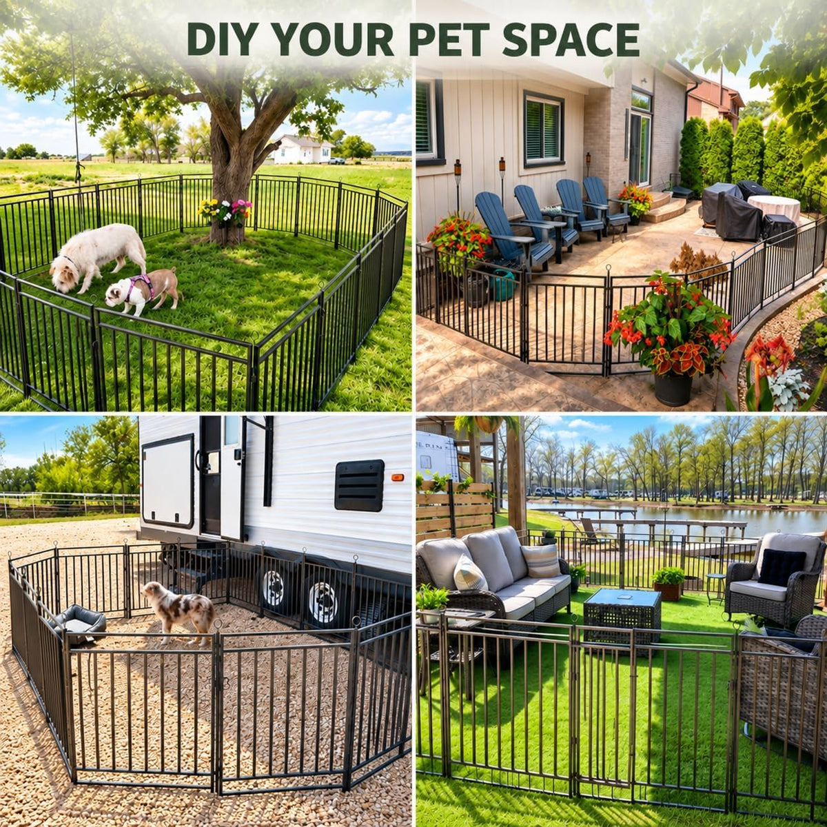 Thickened Outdoor Dog Fence, 47" H, 48 Panels for Yard & Camping