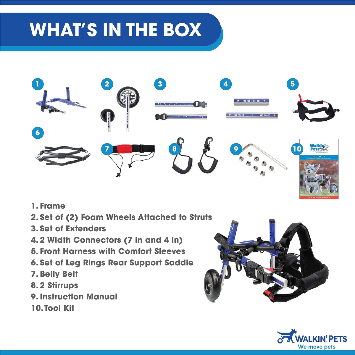 Walkin' Wheels Dachshund Wheelchair - for Small Dogs 2-30+ Pounds - Veterinarian Approved - Dog Wheelchair for Back Legs