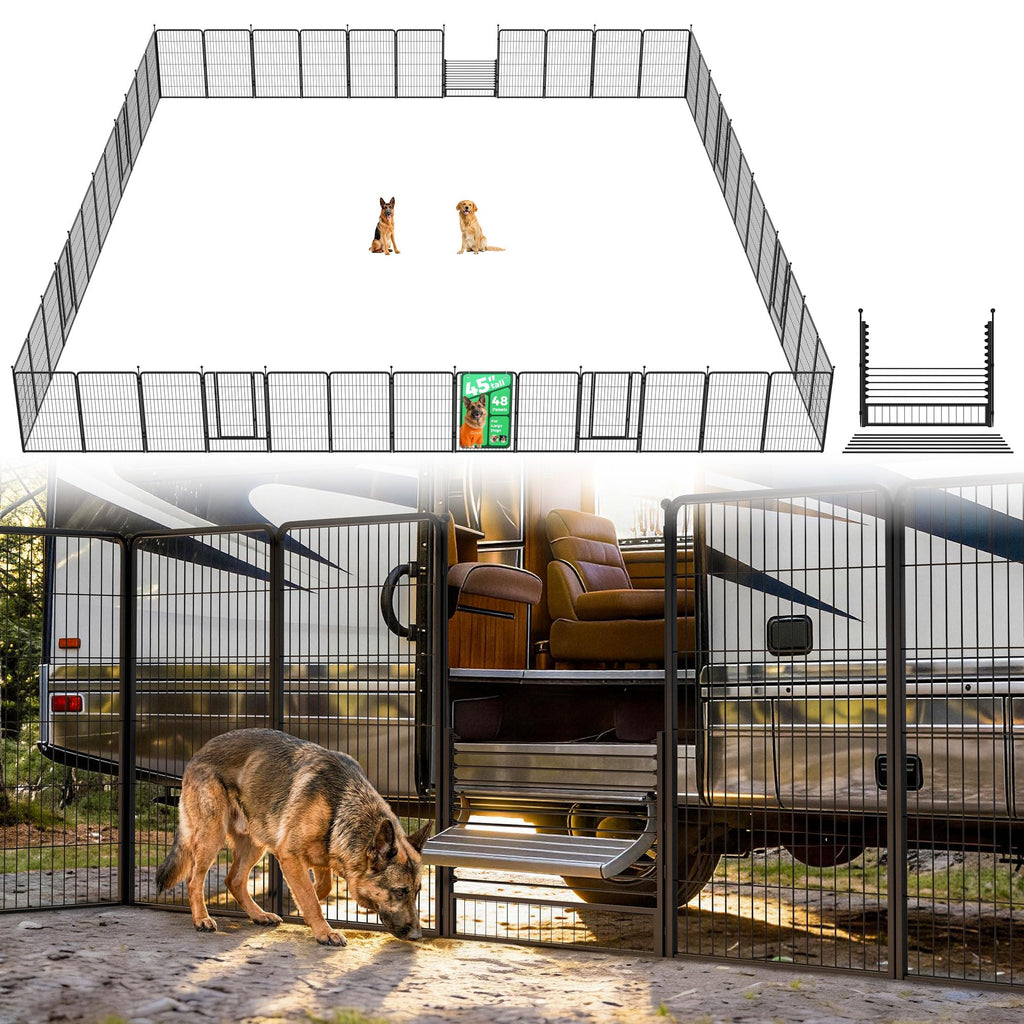 FXW Instant Dog Playpen with RV Step Grid for RV Camping, 40"H, 32 Panels