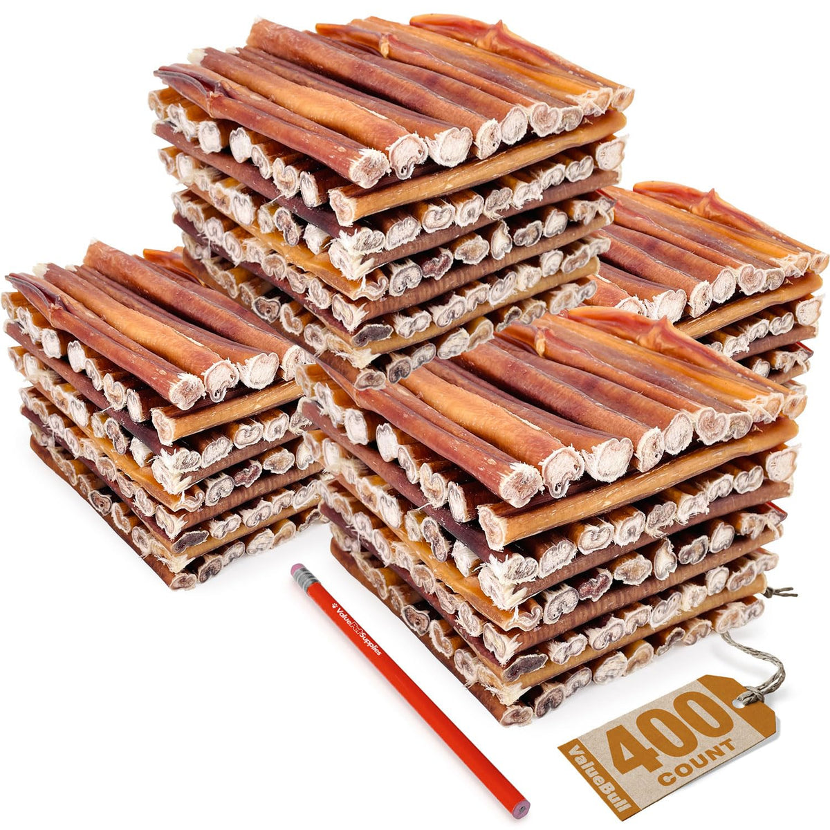 ValueBull USA Bully Sticks for Dogs, Medium 6 Inch, 400 Count