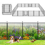 Garden Fence with Gate Metal Fencing Outdoor for Yard, 32in x147ft 64 Panels Outdoor Dog Fence Temporary Fence for Dogs Outside, Rustproof Garden Fencing Flower Bed Edging for Patio