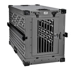 K9 Kennel Boss - Heavy Duty Fully Collapsible Powder-Coated Aluminum Dog Crate - Medium (Gray)