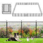 Garden Fence with Gate Metal Fencing Outdoor for Yard, 32in x147ft 64 Panels Outdoor Dog Fence Temporary Fence for Dogs Outside, Rustproof Garden Fencing Flower Bed Edging for Patio