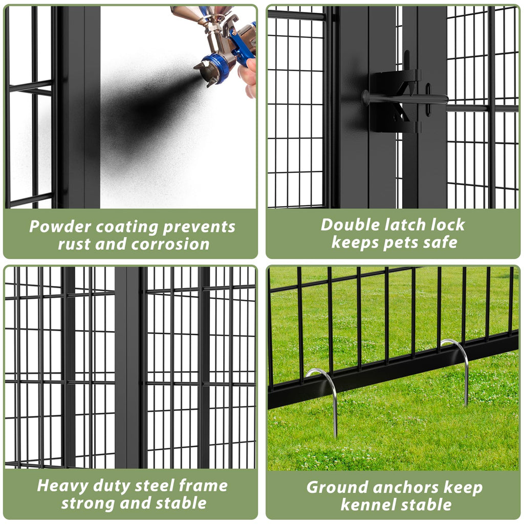 LOVMOR 10' x 8' Outdoor Dog Kennel with Roof for Large Dogs