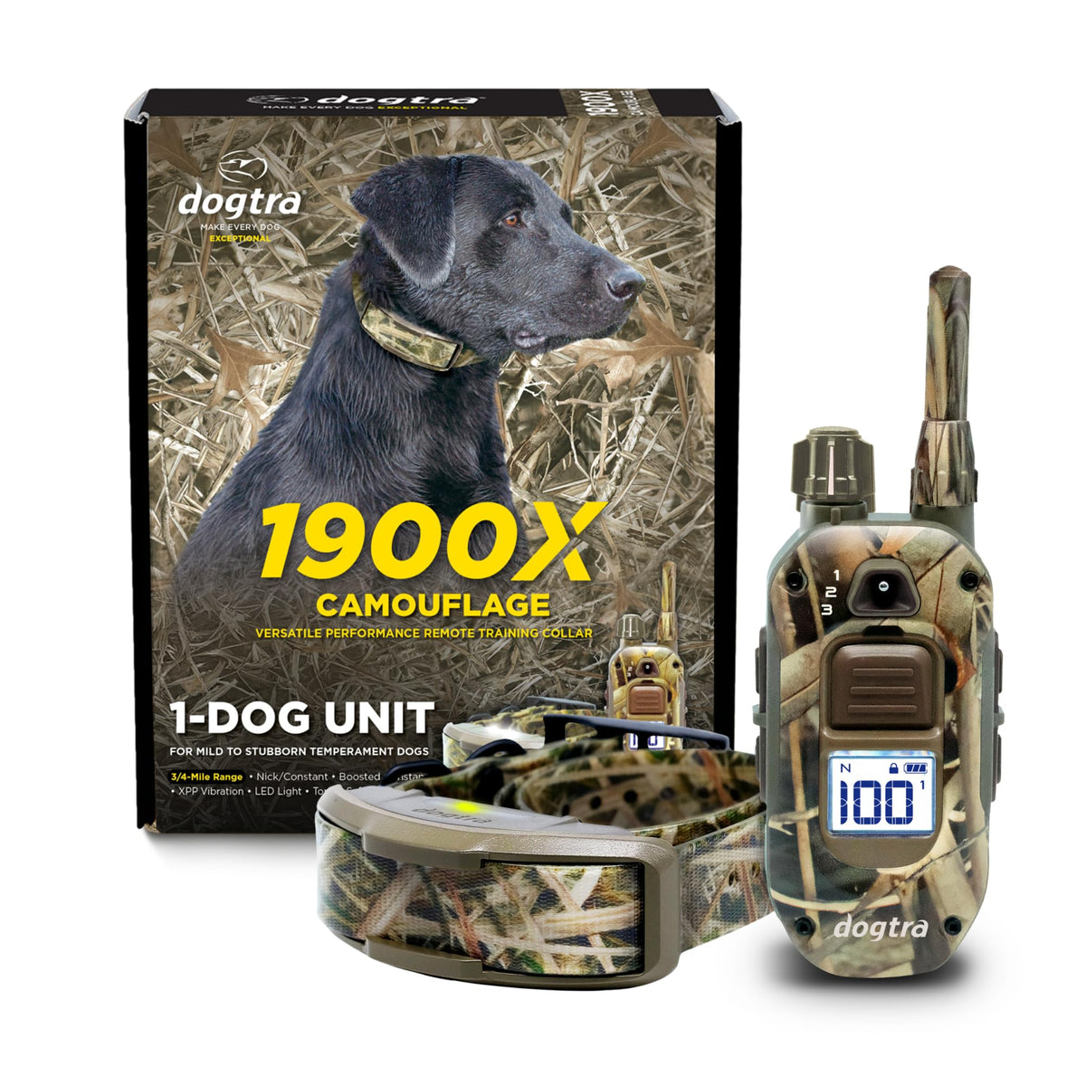 Dogtra 1900X Black Edition E-Collar - 1 Mile Range, Dogs 45 lbs+, IPX9K Waterproof, 100 Stimulation Levels, Vibration, Tone, Rechargeable - Ideal for Dog Owners and Professional Trainers