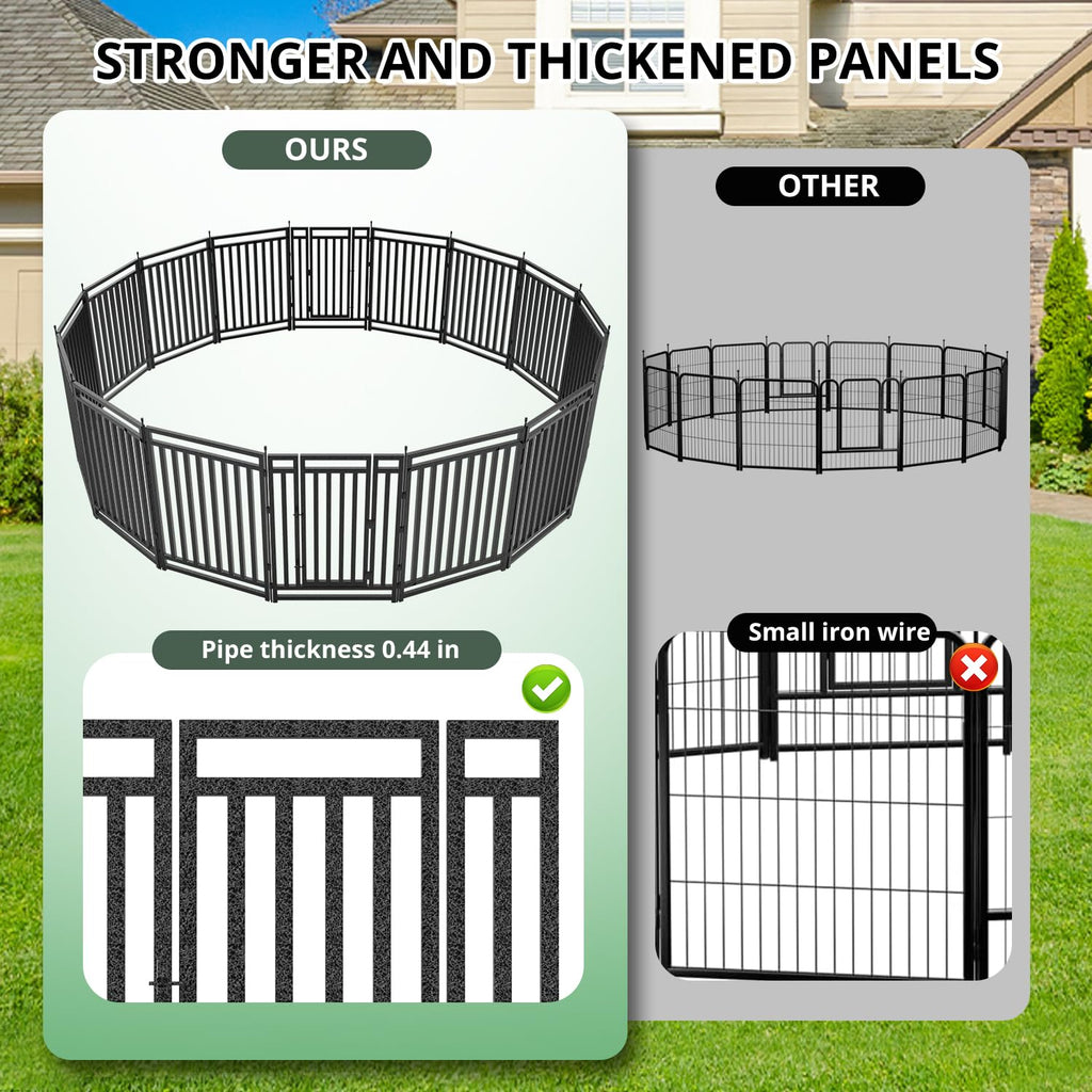 47" H 48-Panel Metal Dog Playpen for Yard & RV, Black Silver