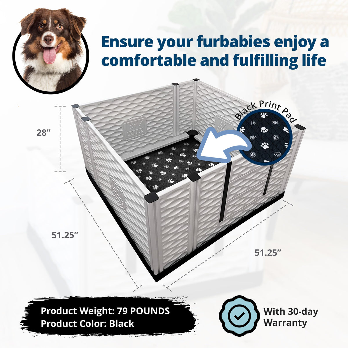 EZclassic Dog Whelping Box - Washable Pee Pad, Large 48"x48"x28"