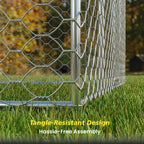 Large Outdoor Dog Kennel with Waterproof Canopy & Built-in Elevated Feeder, Heavy Duty Galvanized Steel Frame,Escape-Proof Chain Link Pet Playpen for Large Dogs, Adjustable Height Bowls (20x10 FT)