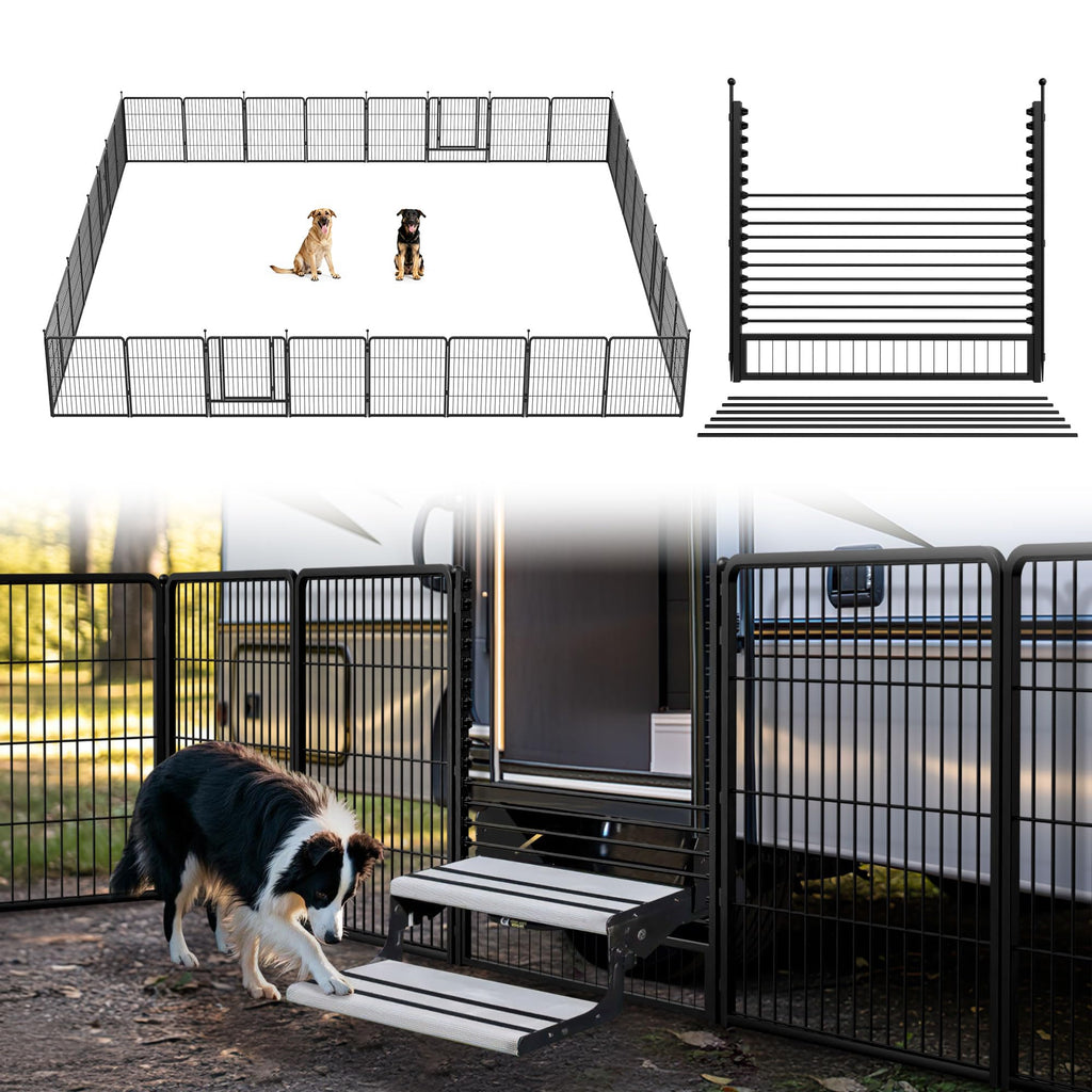 FXW Instant Dog Playpen with RV Step Grid for RV Camping, 40"H, 32 Panels
