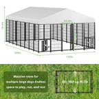 LOVMOR 16' x 10' Outdoor Dog Kennel with Roof for Large Dogs