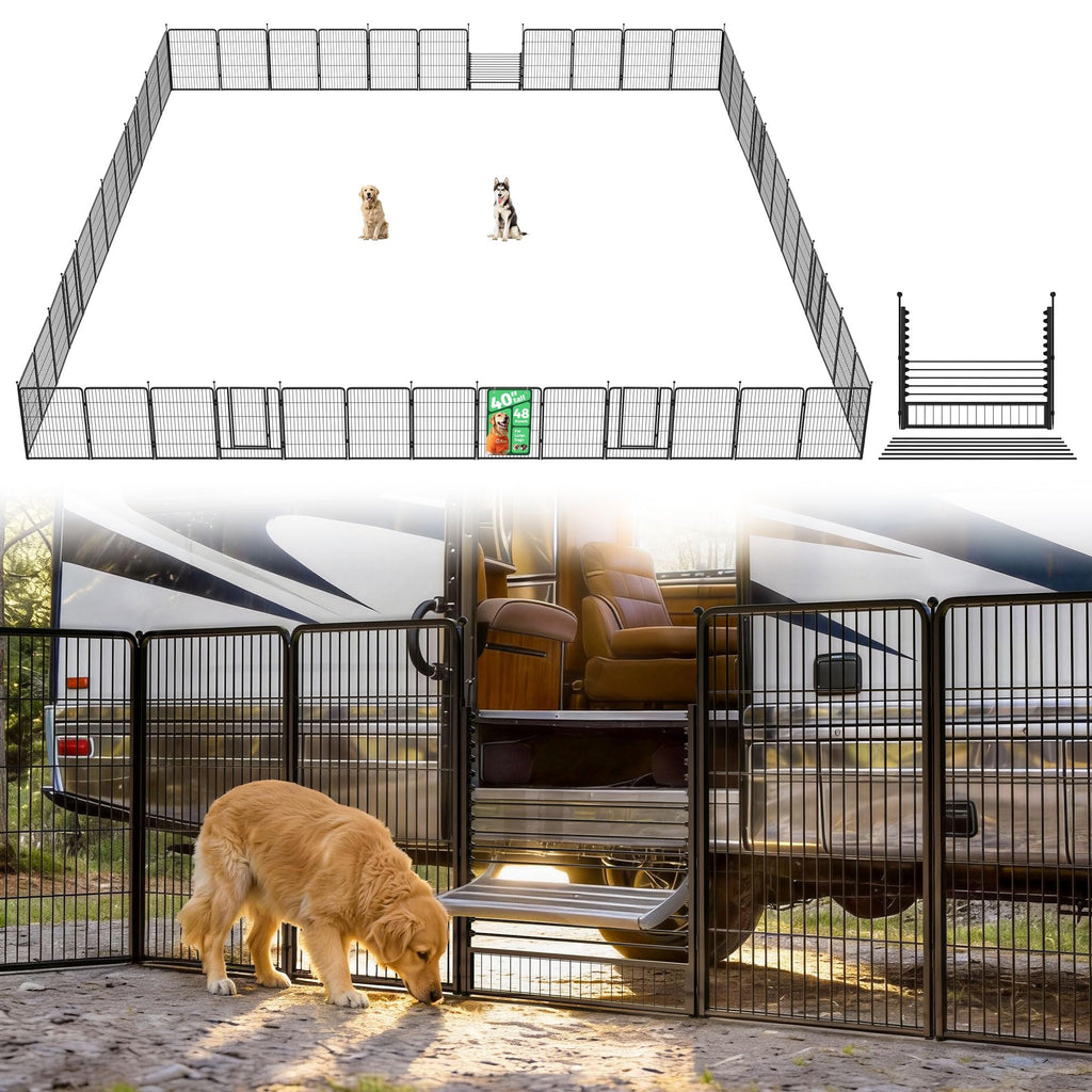 FXW Instant Dog Playpen with RV Step Grid for RV Camping, 40"H, 32 Panels