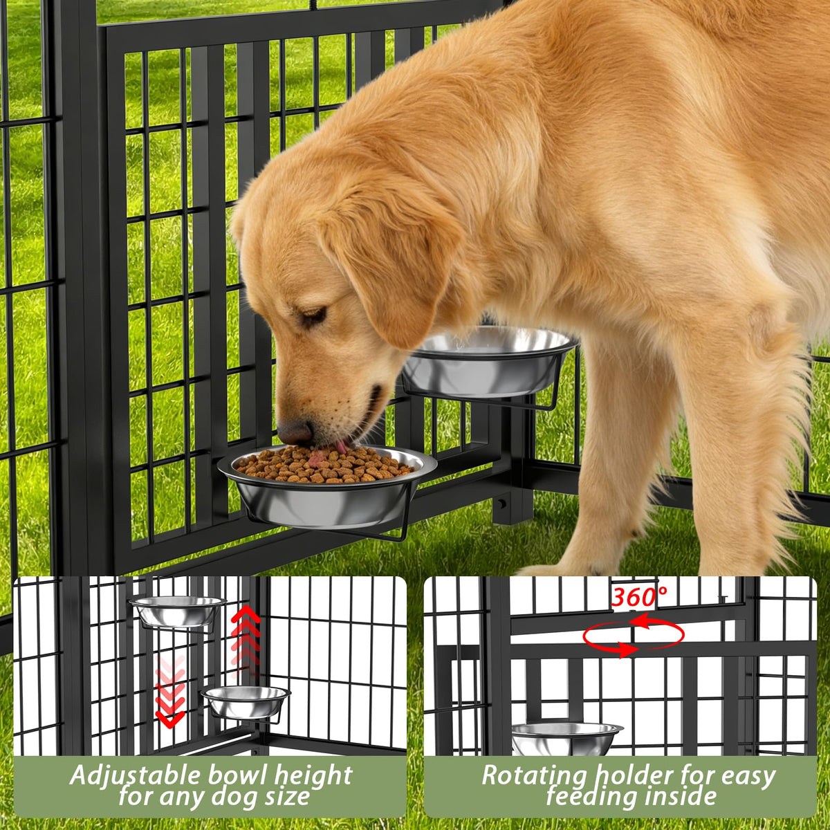 LOVMOR 10' x 8' Outdoor Dog Kennel with Roof for Large Dogs