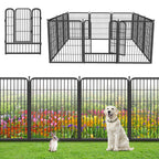 Garden Fence with Gate Metal Fencing Outdoor for Yard, 32in x147ft 64 Panels Outdoor Dog Fence Temporary Fence for Dogs Outside, Rustproof Garden Fencing Flower Bed Edging for Patio