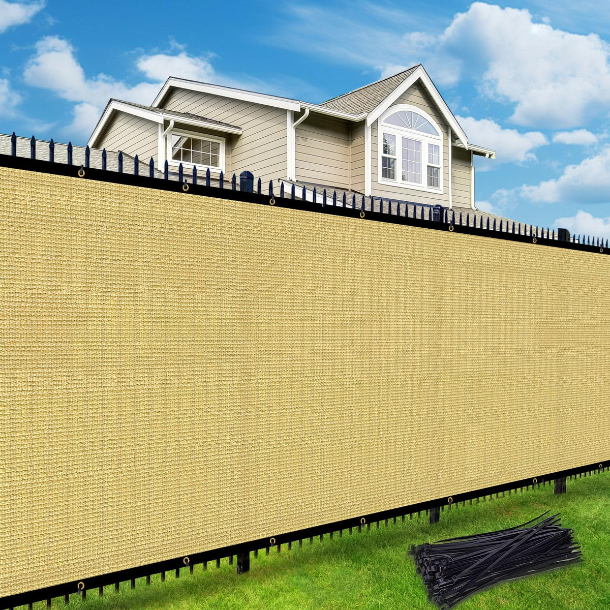 UPGRADE 8'X255'Customized Privacy Fence Cover – UV Resistant HDPE Mesh for Dog Kennels, Job Sites, Commercial Fence, Backyard Dark Green