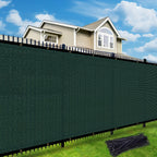 UPGRADE 8'X255'Customized Privacy Fence Cover – UV Resistant HDPE Mesh for Dog Kennels, Job Sites, Commercial Fence, Backyard Dark Green