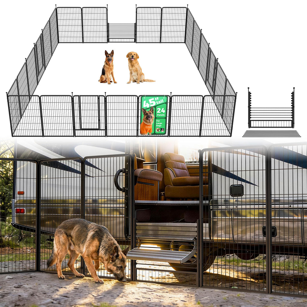 FXW Instant Dog Playpen with RV Step Grid for RV Camping, 40"H, 32 Panels