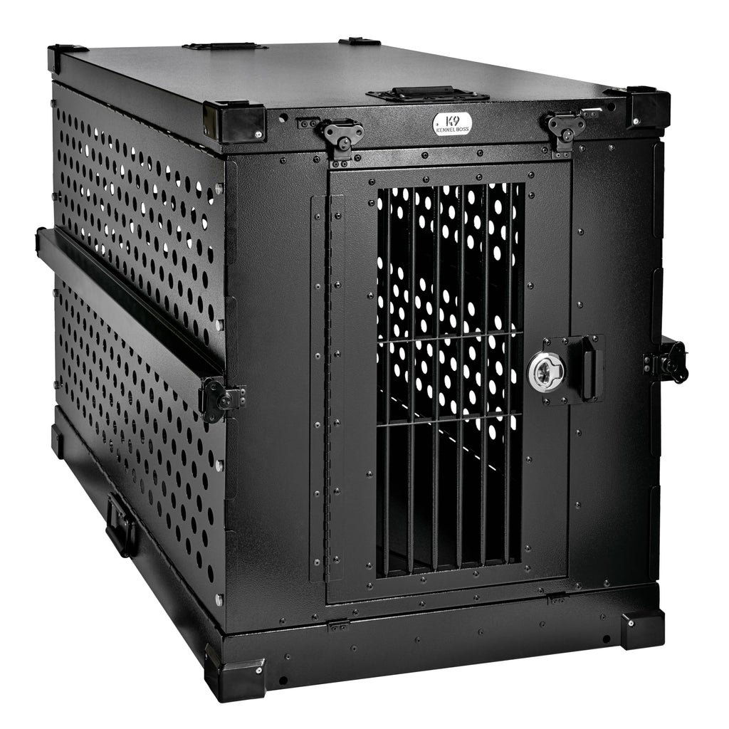 K9 Kennel Boss - Heavy Duty Fully Collapsible Powder-Coated Aluminum Dog Crate - Medium (Gray)