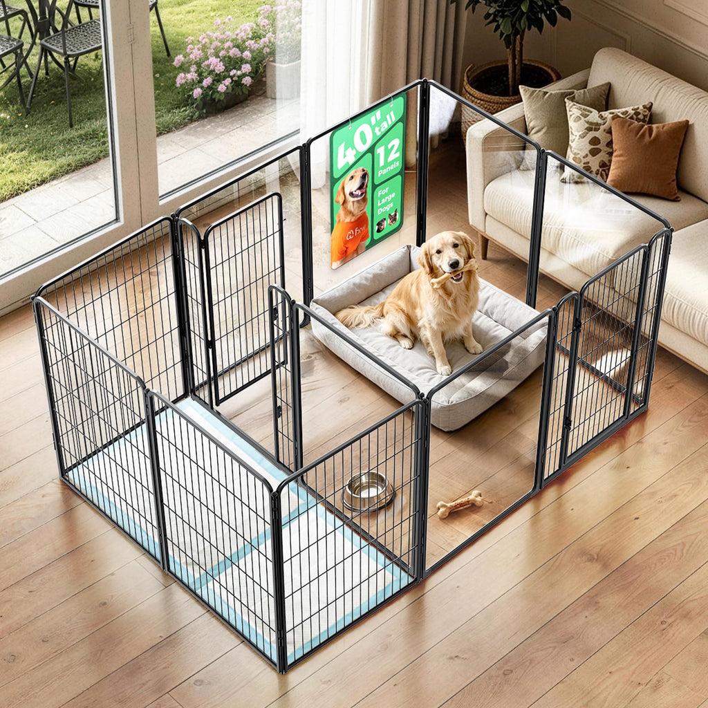 FXW AuraSpace Pro Acrylic & Wire Dog Playpen with Divider, 32"H, 12 Panels