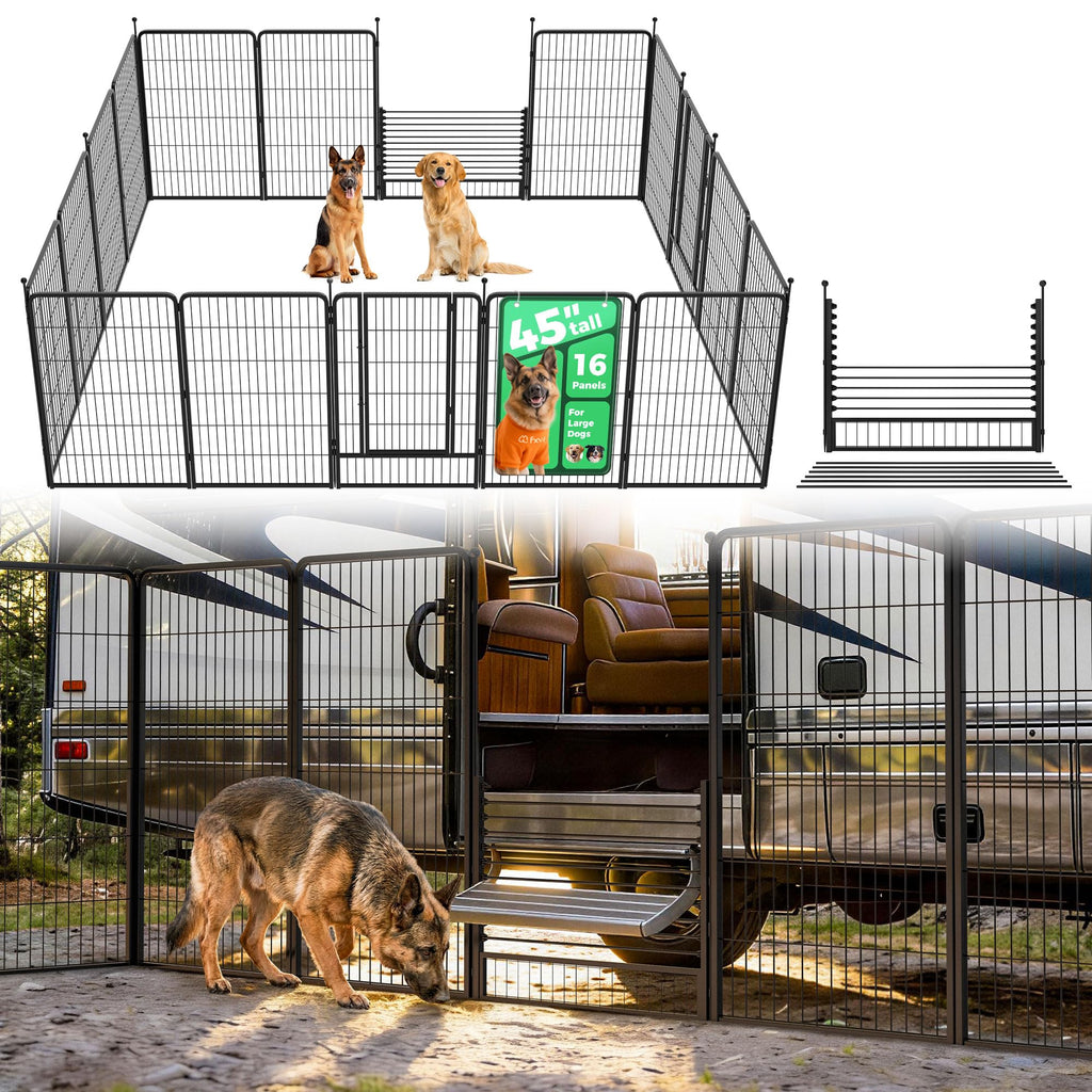 FXW Instant Dog Playpen with RV Step Grid for RV Camping, 40"H, 32 Panels