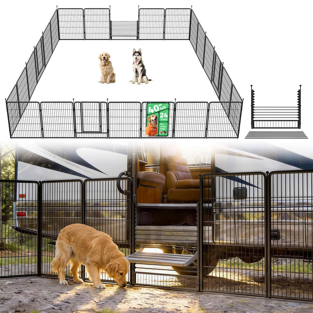 FXW Instant Dog Playpen with RV Step Grid for RV Camping, 40"H, 32 Panels