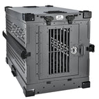 K9 Kennel Boss - Heavy Duty Fully Collapsible Powder-Coated Aluminum Dog Crate - Medium (Gray)