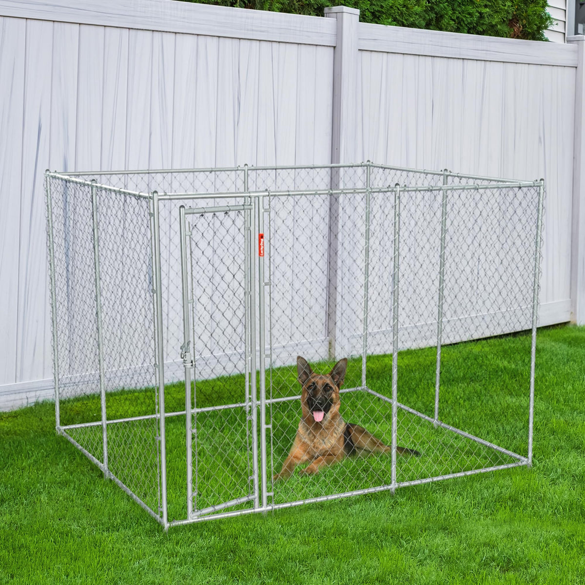 Lucky Dog 2-in-1 Galvanized Chain Link Dog Kennel, Silver, 6 Ft, 2-Pack